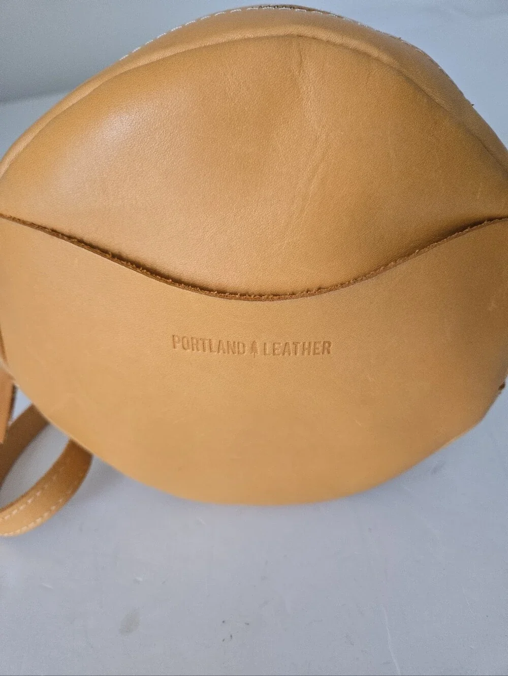 Portland Leather Round Crossbody in Yellow Tan 9”